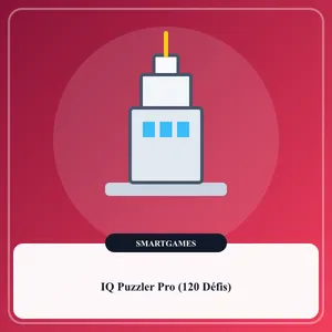 Boîtier de poche SmartGames IQ Puzzler Pro ouvert avec billes colorées et livret de défis
