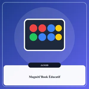 Coffret livre aimanté Janod Magnéti'Book ouvert avec pièces magnétiques illustrées